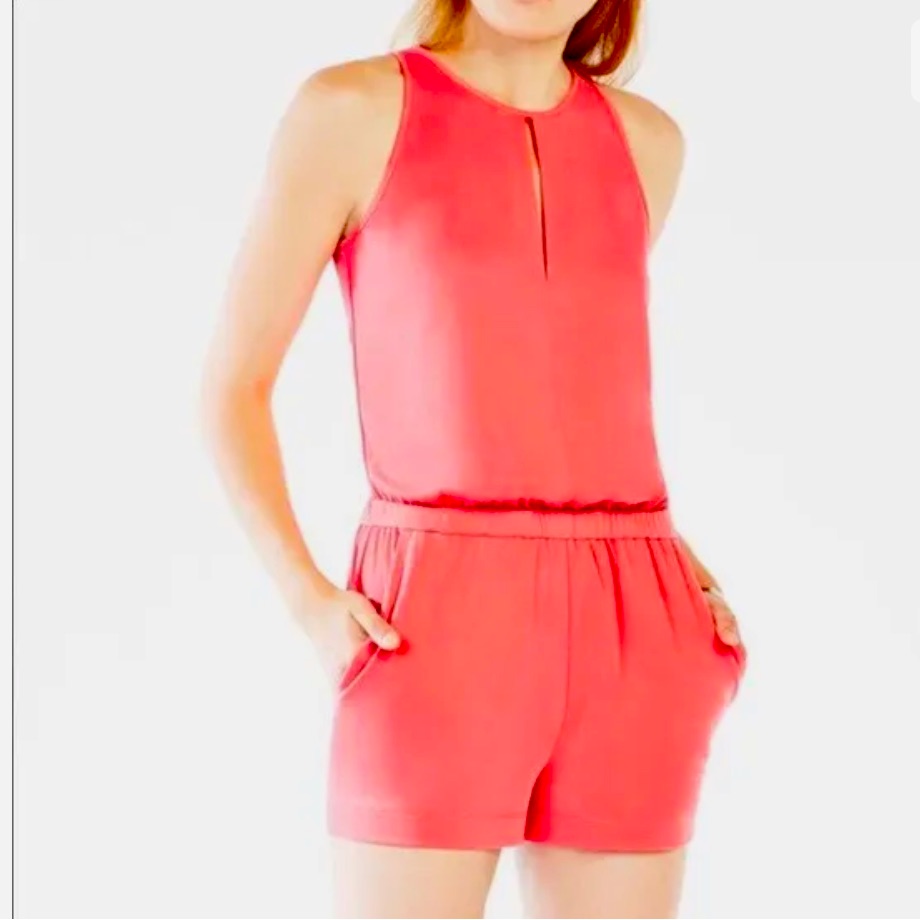 Bcbg Maxaxria Sleeveless Shorts Romper Coral Size Large